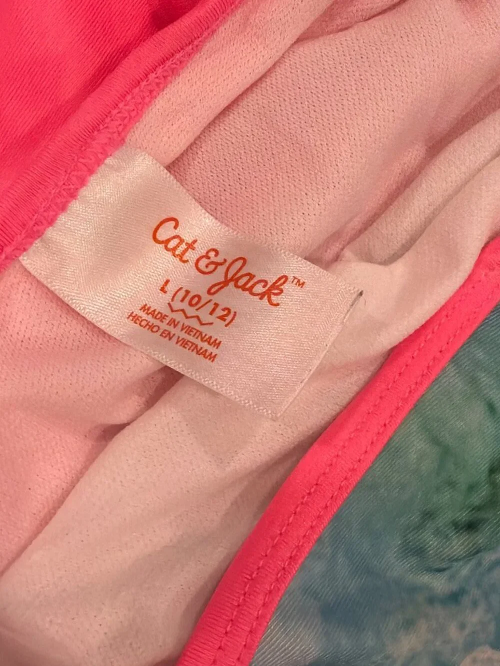 Cat & Jack Girls One-Piece Swimsuit With Zebra Print & Neon Pink Trim L 10/12